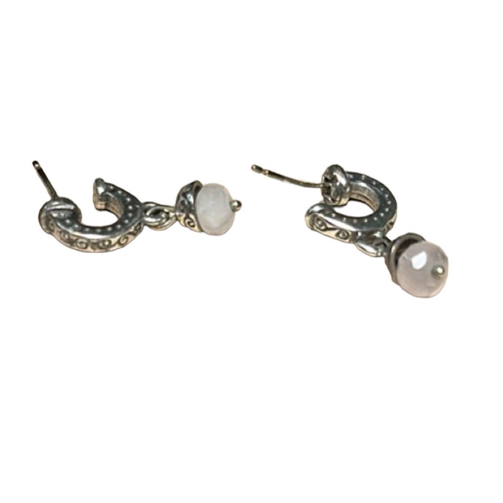 Brighton collectibles earrings silver hoops pink quartz
